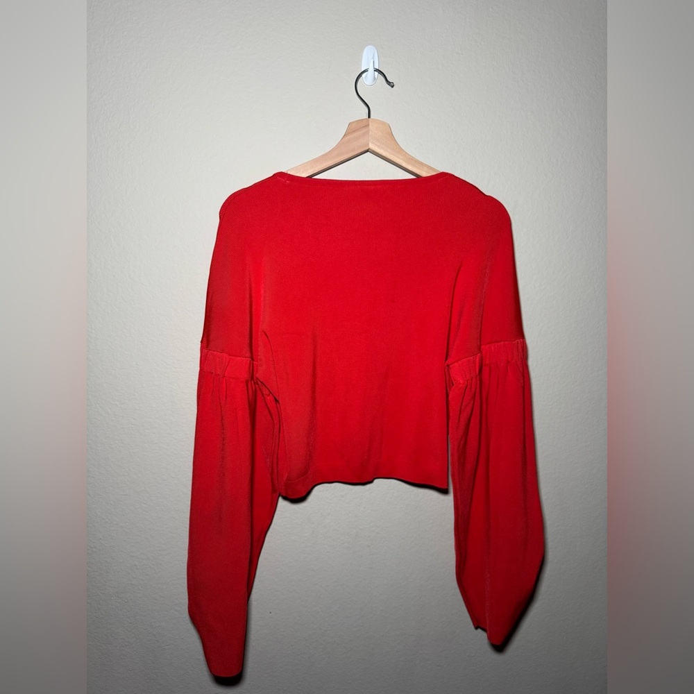Women’s ZARA Medium Red Cropped Puff Sleeve Top - Picture 12 of 12